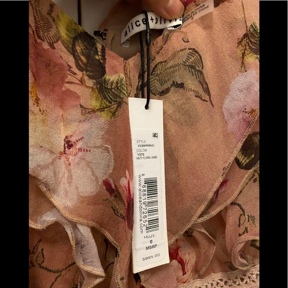 Alice and Olivia floral ruffle formal dress 0 - Picture 7 of 12